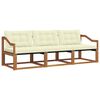 vidaXL Outdoor-Sofagarnitur mit Kissen 3 pcs Natur und Creme