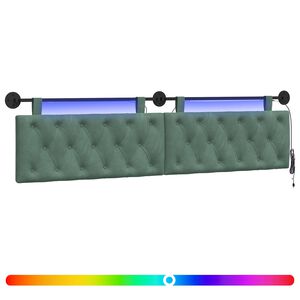 vidaXL H&auml;ngendes Kopfteil Mit LED Licht Meergr&uuml;n Samt