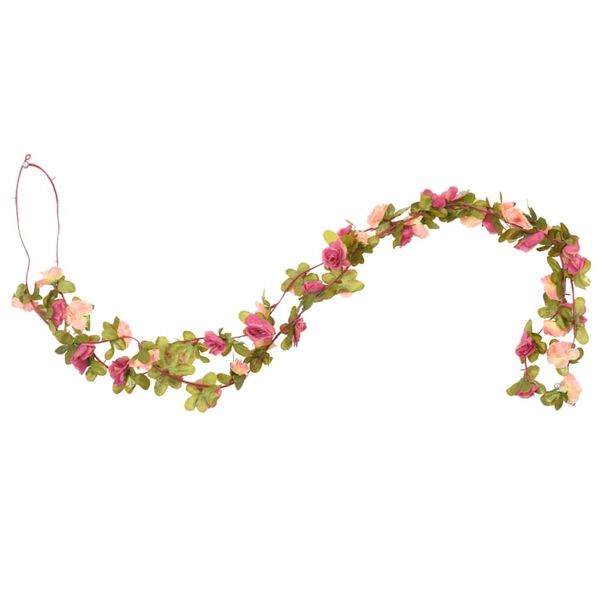 vidaXL Weihnachtskränze Blumen 6 Stk. Rosa 250 cm