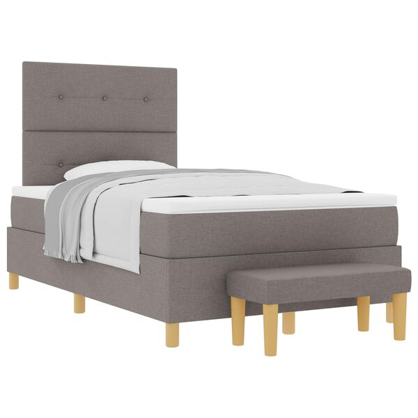vidaXL Boxspringbett mit Matratze Taupe 120 x 200 cm Stoff