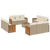 vidaXL 13-tlg. Garten-Sofagarnitur mit Kissen Beige Poly Rattan