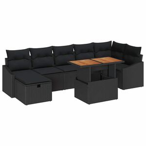 vidaXL Garten-Sofa-Set 8 pcs Schwarz Poly-Rattan
