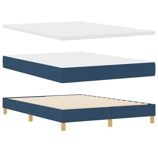 vidaXL Boxspringbett mit Matratze mit Kopfteil Blau 140 x 190 cm Stoff