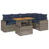vidaXL 6-tlg. Garten-Sofagarnitur mit Kissen Grau Poly Rattan