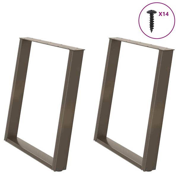 vidaXL Esstischbeine U-Form 2 Stk. Naturstahl 80x(72-73) cm Stahl