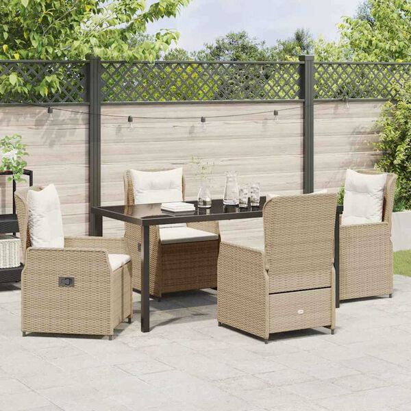 vidaXL Garten Essgruppe 5 pcs Beige und Hellgrau Poly-Rattan