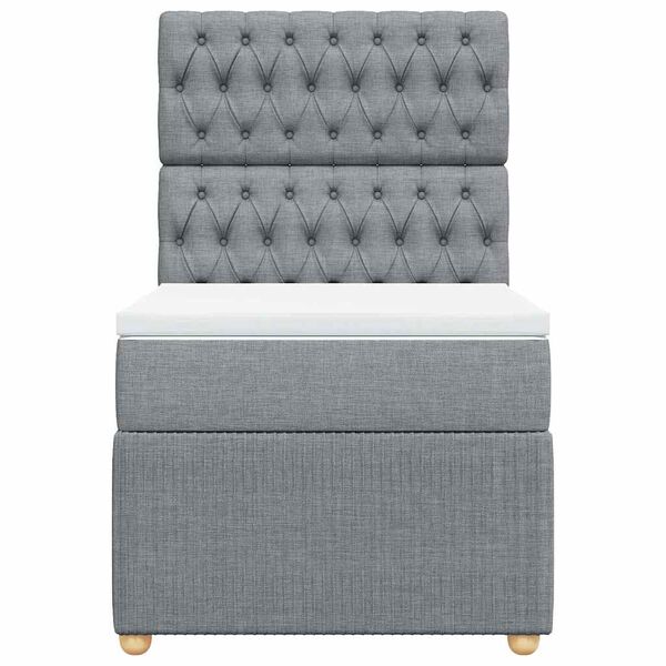 vidaXL Boxspringbett mit Matratze Hellgrau 100x200 cm Stoff