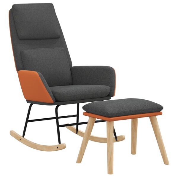 vidaXL Schaukelsessel mit Hocker Dunkelgrau Stoff