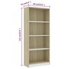 vidaXL B&uuml;cherregal 4 F&auml;cher Wei&szlig; Sonoma-Eiche 60x24x142 Holzwerkstoff