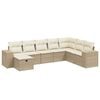vidaXL 8-tlg. Garten-Sofagarnitur mit Kissen Beige Poly Rattan