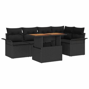 vidaXL Garten-Sofa-Set mit Kissen 6 pcs Schwarz