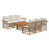vidaXL Gartensofa-set 7 stk. Nat&uuml;rlich und Cremwei&szlig; Poly-Rattan