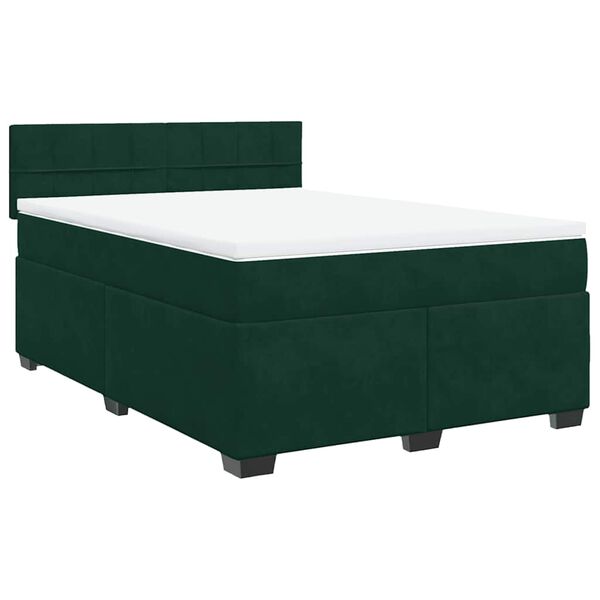 vidaXL Boxspringbett mit Matratze Dunkelgr&uuml;n 140x190 cm Samt