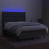 vidaXL Boxspringbett mit Matratze & LED Dunkelgrau 140x190 cm Stoff