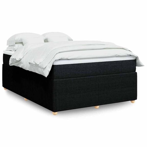 vidaXL Boxspringbett mit Matratze Schwarz 140x200 cm Stoff