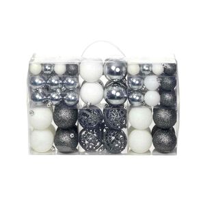 vidaXL 100-tlg. Weihnachtskugel-Set 3/4/6 cm Wei&szlig;/Grau
