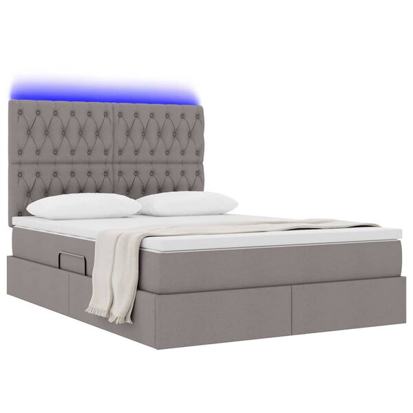 vidaXL Bett mit Stauraum und LED mit LED Taupe 140 x 200 cm Polyester