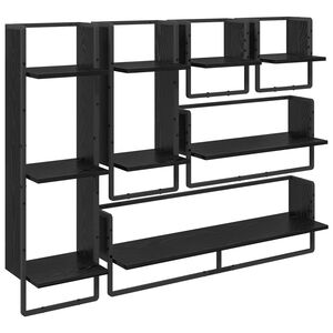 vidaXL Wandregal-Set 6 stk. Schwarz Eichen-Optik 100 x 25 x 30 cm