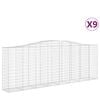 vidaXL Gabionen mit Hochbogen 9 Stk. 400x50x140/160cm Verzinktes Eisen