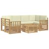 vidaXL Outdoor-Sofagarnitur mit Kissen 7 pcs Wei&szlig; und Creme Polyester
