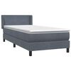 vidaXL Boxspringbett mit Matratze Dunkelgrau 100x220 cm Samt
