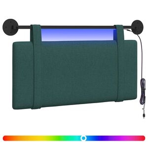 vidaXL H&auml;ngendes Kopfteil Mit LED Licht Dunkelgr&uuml;n Stoff
