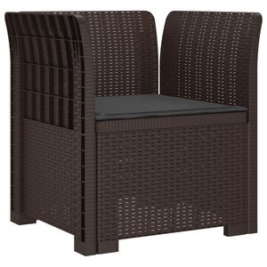 vidaXL 1-Sitzer Sessel mit Kissen Rattan-Look PP Braun