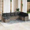 vidaXL Sofa Set mit Kissen mit Speicher 8 pcs Grau Poly-Rattan