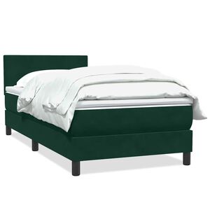 vidaXL Boxspringbett mit Matratze Dunkelgr&uuml;n 80x220 cm Samt