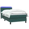 vidaXL Boxspringbett mit Matratze & LED Dunkelgr&uuml;n 80x220 cm Samt