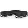 vidaXL 10-tlg. Garten-Lounge-Set mit Kissen Schwarz Massivholz Kiefer