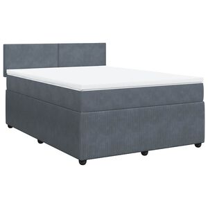 vidaXL Boxspringbett mit Matratze Dunkelgrau 140x200 cm Samt