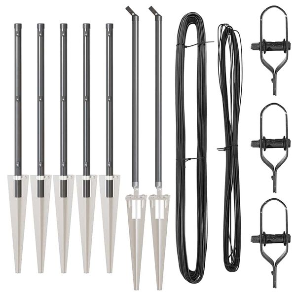 vidaXL Zaunpfosten 7 pcs Grau Stahl