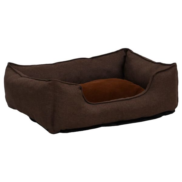 vidaXL Hundebett Braun 85,5x70x23 cm Fleece Leinenoptik