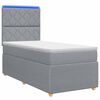 vidaXL LED Boxspringbett mit Matratze Hellgrau 90 x 190 cm Stoff