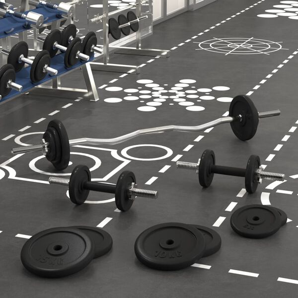 vidaXL Langhantel und Kurzhantel mit Hantelscheiben 90 kg Gusseisen