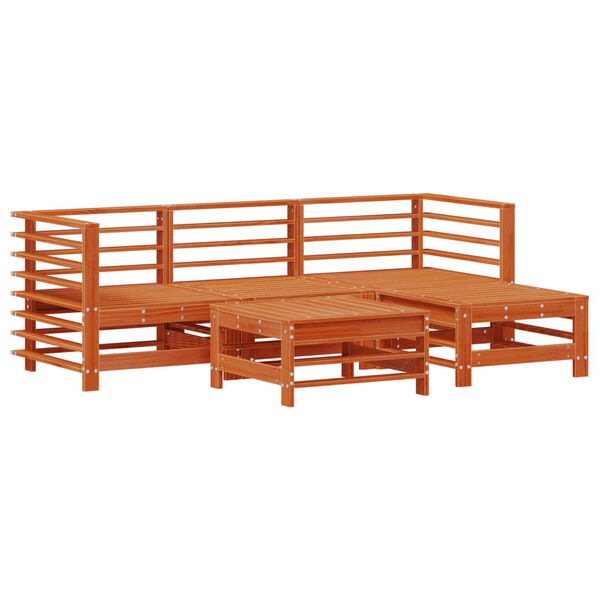 vidaXL Garten-Lounge-Set 5 pcs Wachsbraun Massives Kiefernholz