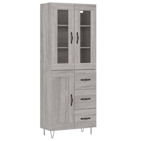 vidaXL Highboard Grau Sonoma 69,5x34x180 cm Holzwerkstoff