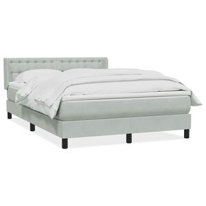 vidaXL Boxspringbett mit Matratze Hellgrau 160x210 cm Samt