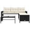 vidaXL Gartensofa in L-Form mit Tisch und Kissen Schwarz Poly Rattan