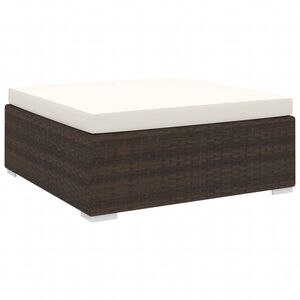 vidaXL Modular-Fu&szlig;hocker mit Kissen Poly Rattan Braun