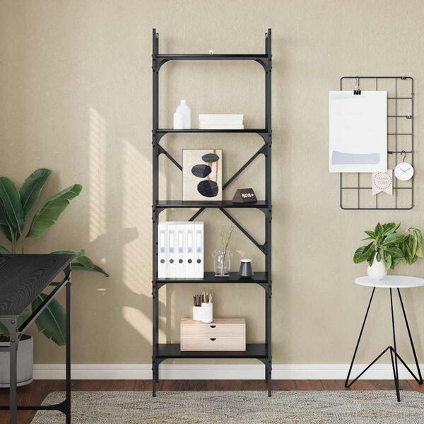 vidaXL B&uuml;cherregal Schwarz Eichen-Optik 56 x 32 x 174 cm Holzwerkstoff