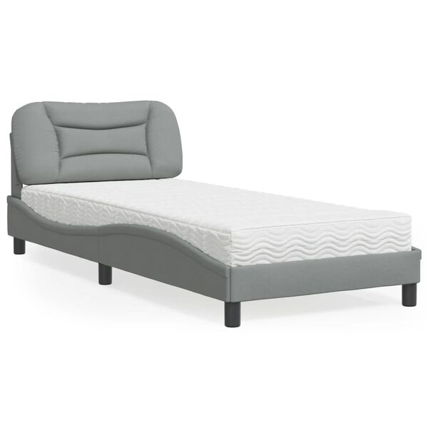 vidaXL Bett mit Matratze "Hvar" Hellgrau 90x190 cm Stoff
