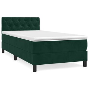 vidaXL Boxspringbett mit Matratze Dunkelgr&uuml;n 80x200 cm Samt