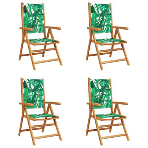vidaXL 4 verstellbare Klappst&uuml;hle, gr&uuml;ner Stoff und Massivholz