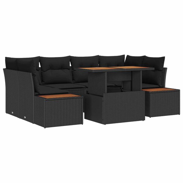vidaXL Garten Essgruppe mit Kissen 9 pcs Schwarz und Braun