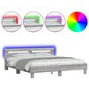 vidaXL Bettgestell mit Kopfteil und LED-Beleuchtung Grau Sonoma