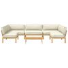 vidaXL Sofa Set mit Kissen Uni 6 pcs Creme Massivholz Akazie