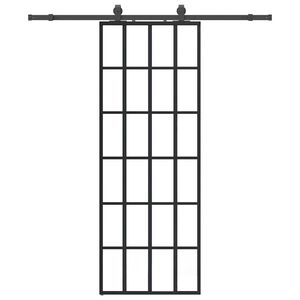 vidaXL Schiebet&uuml;r mit Beschlag Schwarz 76x205 cm ESG-Glas