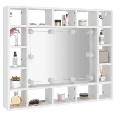 vidaXL Spiegelschrank mit LED Weiß 91x15x76,5 cm